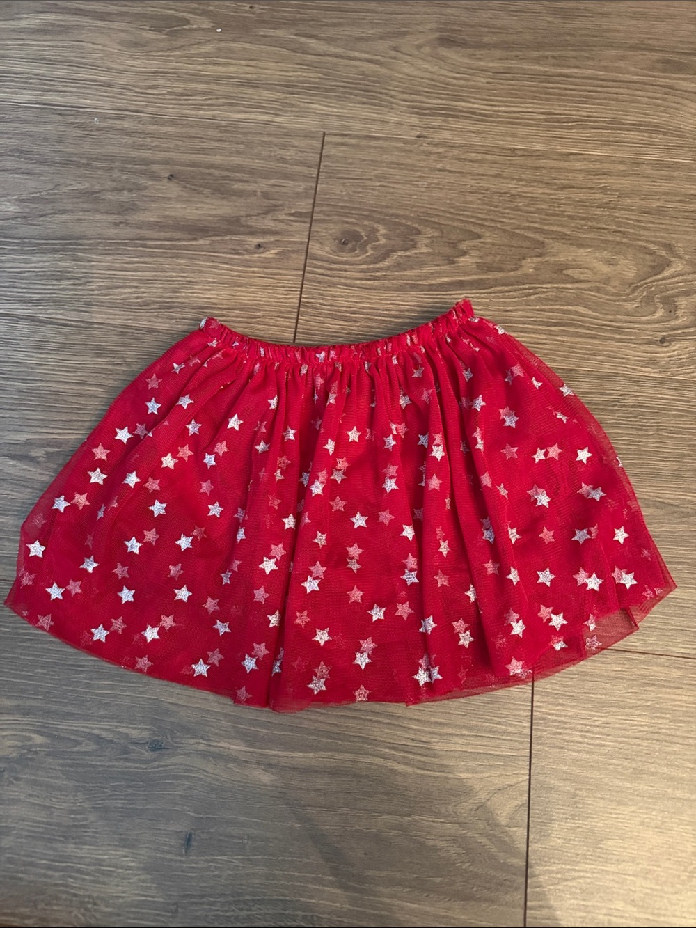 okie dokie Red Tulle Skirt with Silver Stars